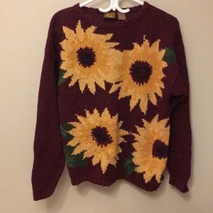 Vintage Sunflower Knit Sweater